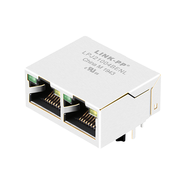 hanrun hr971202a compatible lpj21004benl 1x2 port rj45 magnetic jacks 100 base-t tab up green yellow led
