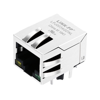 Hanrun HY931110C compatível com conector magjack LPJ0034GDNL RJ45 com guia magnética integrada 10/100 Base-T para baixo LED amarelo/verde