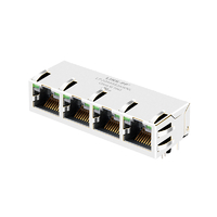 Hanrun HR971475C Compatible LPJG48853AWNL RJ45 1x4 Port Gigabit Magnetic Jacks 1000 Base-T Tab Up Green/Green Led