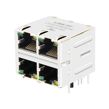 te 1-6368511-3 compatible lpjg27093aenl rj45 2x2 jacks with 1000 base-t magnetics green yellow leds
