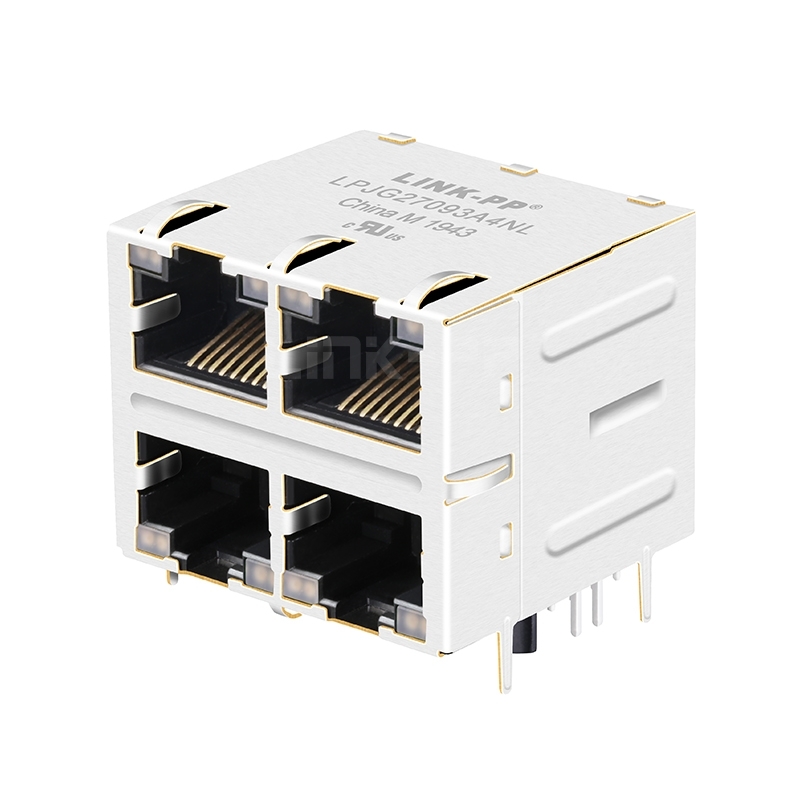 LPJG27093A4NL 1000 Base-T RJ45 transformer 2x2 Port with magnetics Orange&Yellow/Green Leds