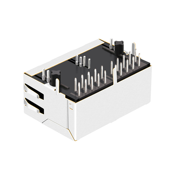 Tyco 1-6610005-1 Compatible LPJG28831AZNL RJ45 1x2 magnetic Jacks 1000 Base-T Tab Up Green/Green Leds image 5