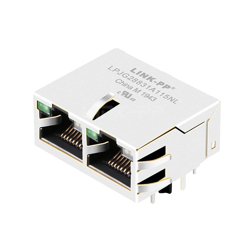 Tyco 1-6610005-5 Compatible LPJG28831A115NL 1x2 Port RJ45 magnetic Jacks 1000 Base-T Tab Up Green/Yellow&Green Leds