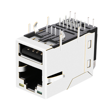 LPJU3836AHNL RJ45 Magjack with Single USB 1000 Base-T Tab Up Green/Yellow Leds image 3