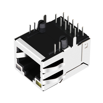 LPJ16297AQNL 100 Base-T RJ45 Modular PCB Jack with transformer 5 Cores Single Port Tab Up Yellow/Orange&Green Leds image 3