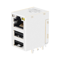 LPJU5183BONL 100 Base-T RJ45 Mag Jack ثنائي USB كومبو أخضر وبرتقالي/أصفر LED