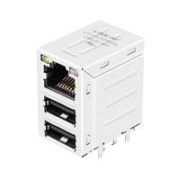 LPJU5202BSNL 1000 Base-T RJ45 Mag 잭 듀얼 USB 콤보 탭 업 노란색/주황색 및 녹색 LED