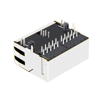 LPJG28818A37NL 1x2 Port RJ45 Magnetic Jacks 1000 Base-T Tab Up Green&Orange/Yellow Leds image 2