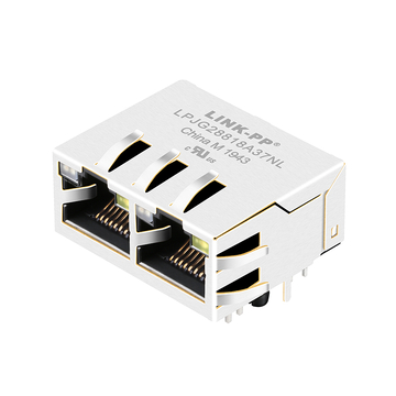 belfuse 0875-1x2t-e3 compatible lpjg28818a37nl 1x2 port rj45 magnetic jacks 1000 base-t tab up green&orange yellow leds