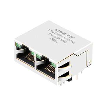 belfuse 0875-1gx2-e3 compatible lpjg28818bfnl rj45 1x2 port pcb connectors 1000 base-t tab up green green leds