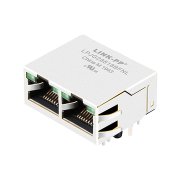 LPJG28818BFNL RJ45 1x2 Портовые разъемы для печатных плат 1000 Base-T Tab Up Зеленые/зеленые светодиоды
