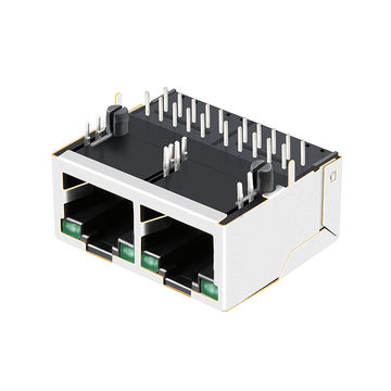 Belfuse 0875-1GX2-E3 Compatible LPJG28818BFNL RJ45 1x2 Port PCB Connectors 1000 Base-T Tab Up Green/Green Leds image 5