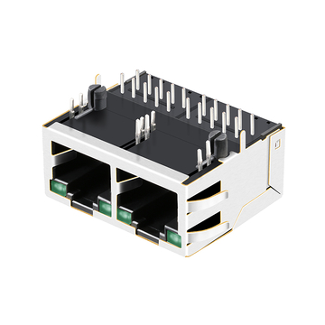 Belfuse 0875-1G2T-S1互換LPJG28818AFNL 1x2ポートRJ45メスジャック（トランス付き）、1000 Base-Tタブアップ、グリーン/グリーンLED画像4