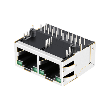 LPJG28818AFNL 1x2 Port RJ45 Female Jacks with transformer 1000 Base-T Tab Up Green/Green Led image 4