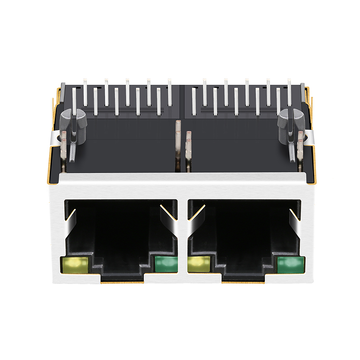 LPJG28818BENL RJ45 1x2 Port Female Jacks with transformer 1000 Base-T Tab Up Green/Yellow Led image 3