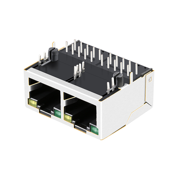 Belfuse 0875-1AX2-E3 Compatible LPJG28818BENL RJ45 1x2 Port Female Jacks with transformer 1000 Base-T Tab Up Green/Yellow Led image 4