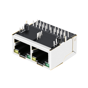 LPJG28818BENL RJ45 1x2 Port Female Jacks with transformer 1000 Base-T Tab Up Green/Yellow Led image 4