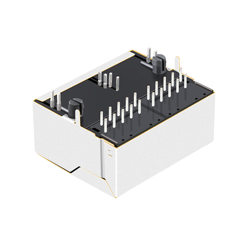 Belfuse 0875-1AX2-E3 Compatible LPJG28818BENL RJ45 1x2 Port Female Jacks with transformer 1000 Base-T Tab Up Green/Yellow Led image 5