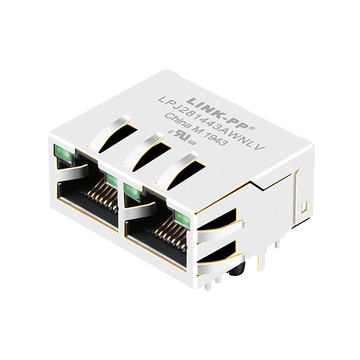 belfuse 0875-1g2t-ap compatible lpj281443awnlv 100 base-t rj45 1x2 port pcb connectors with transformer tab up green green led