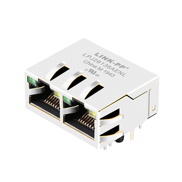 belfuse 0875-1a2t-v5 compatible lpj28136aenl 100 base-t rj45 1x2 port magnetics jacks with transformer tab up green yellow led