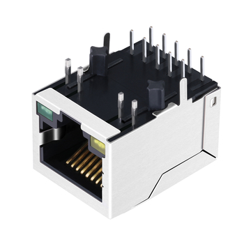 LPJ0009HDNL 10/100 Base-T RJ45 PoE магнитный разъем с выпрямительным мостом, порт 1x1, вкладка вниз, желтый/зеленый светодиод, изображение 5