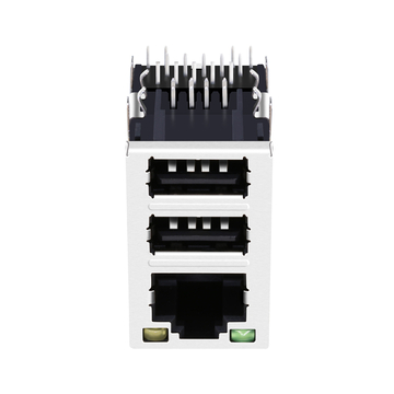 WE 7497010211A Compatible LINK-PP LPJU5002BPNL-3 10/100 Base-T Tab Up Green/Yellow LED with DUAL USB Modular Connector RJ45 image 4