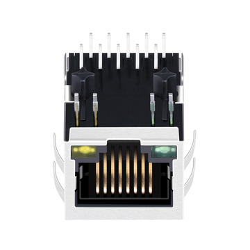 Hanrun HY911130CE Совместимый LPJG4806EBNL 100/1000 Base-T Гигабитный магнитный разъем RJ45 для монтажа на печатную плату, крепление типа "Вкладка вниз", зеленый/желтый светодиод, изображение 4