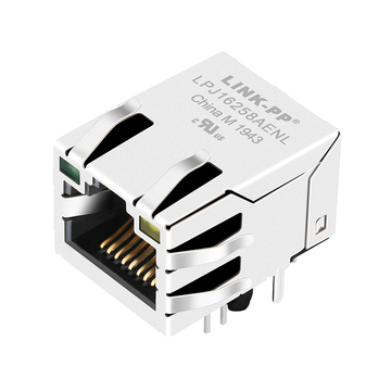 LPJ16258AENL 10/100 Base-T PoE RJ45 Magjack Tab Up Green/Yellow LED