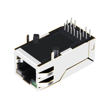 LPJK4071A105NL Гигабитный RJ45 магнитный Ethernet-разъем 1000 Base-T, один порт, крепление вверх, зеленые/зелено-оранжевые светодиоды, изображение 3