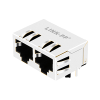 Halo HFJ12-1G11ER-L11RL Compatible LPJG26926-8CNL 1000 Base-T RJ45 1X2 Port Magjack Connectors With integrated magnetics Tab Down Without Led