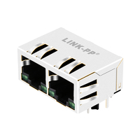 Halo HFJ12-E1G11ER-L11RL Compatible LPJG26926-8AFNL Green/Green Led RJ45 1X2 Port jack Connectors With 1000 Base-T integrated magnetics Tab Down