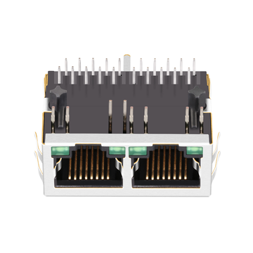 Halo HFJ12-1G41ER-L11RL Compatible LPJG26843-8AFNL RJ45 1x2 Port Magnetic Connectors 100/1000 Base-T Green/Green Led Tab Down image 5