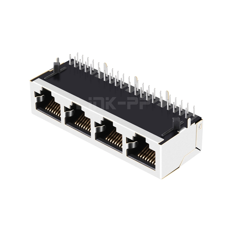 LPJG46826-8CNL 100/1000 Base-T RJ45 1x4 Gigabit Magnetic jacks Without Led Tab Down