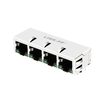 LPJG46826-8AFNL 100/1000 Base-T RJ45 1x4 Gigabit Magnetic connectors Green/Green Led Tab Down