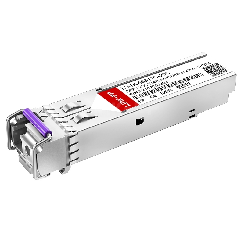 HPE J9142B-20 Compatible LINK-PP LS-BL49311G-20C SFP 1G BiDi 1490nm-TX/1310nm-RX 20km DOM Simplex LC/UPC SMF Optical Transceiver Module