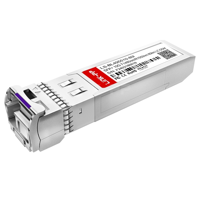 Brocade 10G-SFPP-BXU-80K-I Compatible LS-BL495510-80I SFP+ 10GBASE BiDi 1490nm-TX/1550nm-RX 80km DOM Simplex LC/UPC SMF Optical Transceiver Module (Industrial)