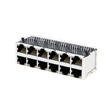 Разъемы LPJE265-0I47NLF RJ45 2X6 8p8c, желто-зеленые/желто-зеленые со светодиодом, без магнитов, изображение 2