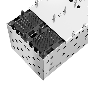 Contenitore e connettore SFP+ 2x2 compatibile con Molex 760915003 LP22BC01303 con dito a molla EMI e LightPipe (immagine 5)