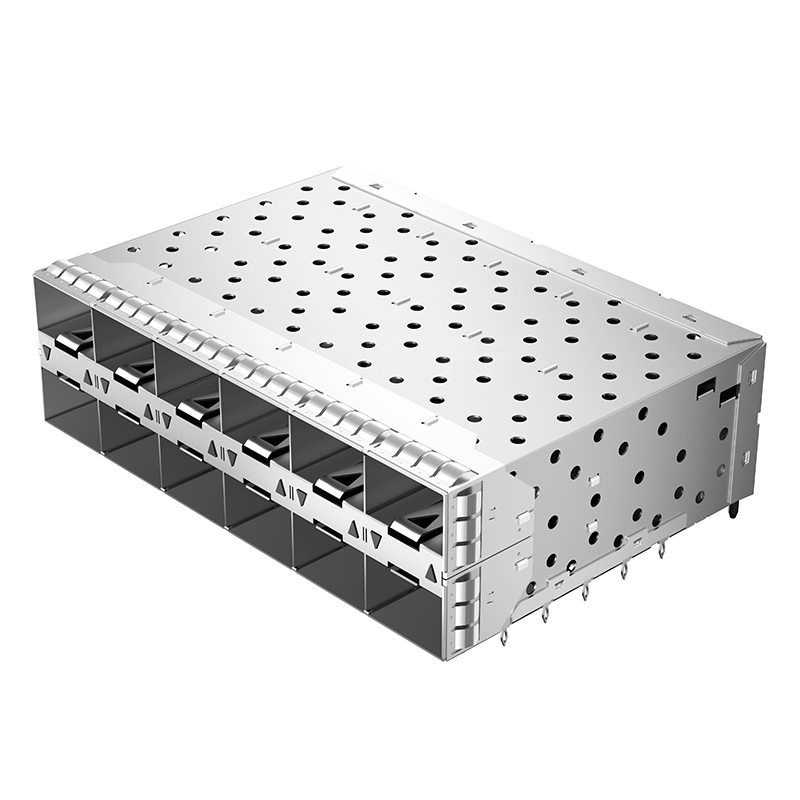 TE 2007567-7 Compatible LP26BC01301 SFP+ 2x6 Cage Connector With EMI Spring Finger Light Pipe