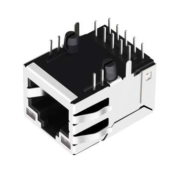 LPJG16544A4NL 1000 Base-T Однопортовый интегрированный магнитный разъем RJ45 для печатной платы, крепление вверх, зелено-желтый/зелено-желтый светодиод, изображение 3