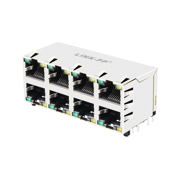 LPJT476156AENL 2.5G Base-T RJ45 2x4 Port Connectors With Integrated Magnetics Green/Yellow LED