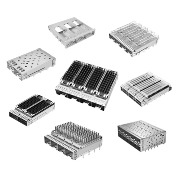 TE 2170192-1 SFP+ Cage Ganged (1 x 6) with Heat Sink Press-Fit Through Hole, Right Angle