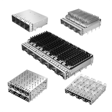 TE 2198228-2 SFP+ Cage Ganged (1 x 6) with Heat Sink Press-Fit Through Hole, Right Angle