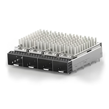 TE 2149730-1 SFP+ Cage Ganged (1 x 4) with Heat Sink Through Hole Right Angle Press-Fit EMI Shielded