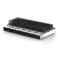 TE 2170707-3 QSFP28 Cage Ganged (1 x 6) with Heat Sink Through Hole Right Angle Press-Fit EMI Shielded