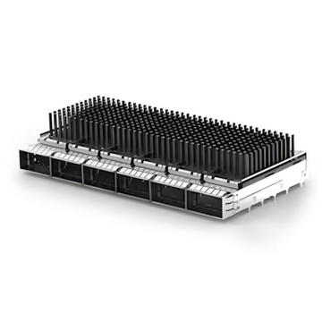 TE 2170707-3 QSFP28 Cage Ganged (1 x 6) with Heat Sink Through Hole Right Angle Press-Fit EMI Shielded