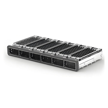 TE 2170723-1 QSFP28 Cage Ganged (1 x 6) with Heat Sink Through Hole Right Angle Press-Fit EMI Shielded