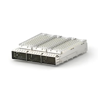 TE 2170738-1 QSFP28 Cage Ganged (1 x 3) with Heat Sink Through Hole Right Angle Press-Fit EMI Shielded