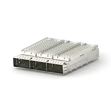 TE 2170738-1 QSFP28 Cage Ganged (1 x 3) with Heat Sink Through Hole Right Angle Press-Fit EMI Shielded