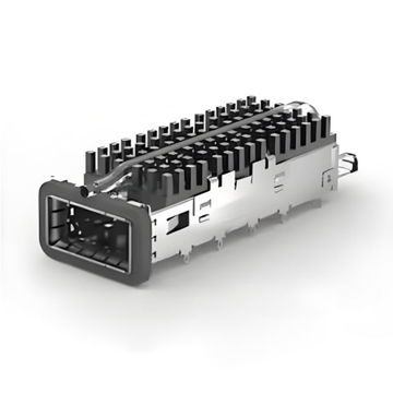TE 2170754-2 QSFP28 Cage with Heat Sink Through Hole Right Angle Press-Fit EMI Shielded Light Pipe
